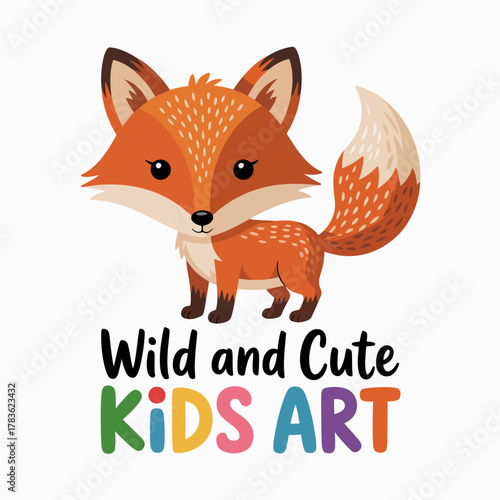 A vibrant and cute fox illustration with a friendly expression, perfect for children's art, storybooks, or playful designs aimed at a youthful audience.