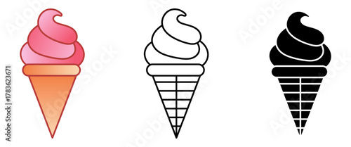 Delicious ice cream cone isolated vector art illustration
