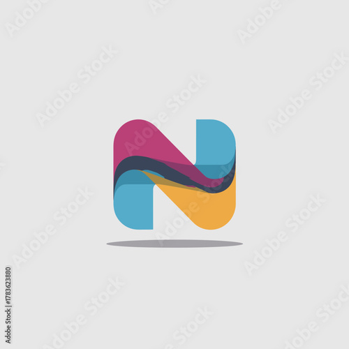 An abstract representation of the letter 'N' with vibrant colors and smooth curves, showcasing modern logo design and creative branding concepts.