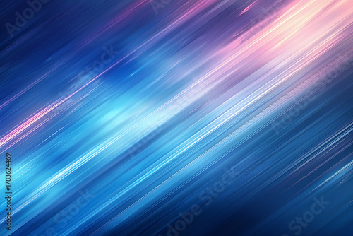 斜めに流れる青とピンクの光線が交差する抽象的なテクノロジー背景