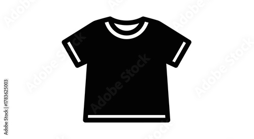 Simple black t-shirt icon isolated on a white background. Vector graphic symbol for apparel, clothing design, and casual fashion concepts
