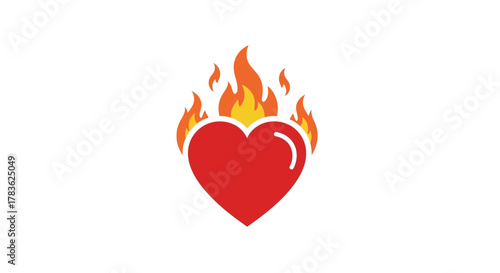 Burning Love Heart Graphic Illustration