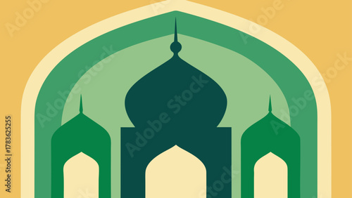 Abstract mosque design with green shades