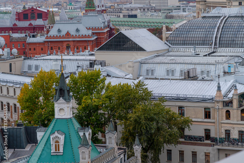 Canvas Print Cityscape view of Moscow roofs showcasing architecture and greenery