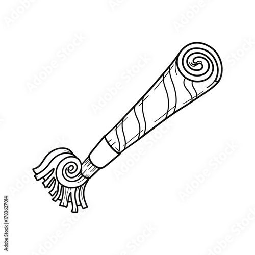 Hand drawn party horn blower, perfect for birthday celebration and festive occasions