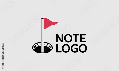 A clean and modern logo design showcasing a golf flag planted in a hole, symbolizing achievement and sports. It's perfect for sports clubs or event branding.