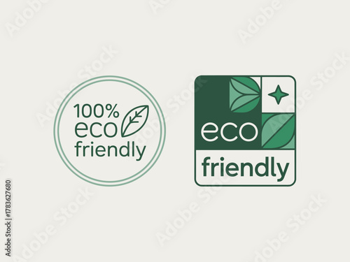 This image displays two eco-friendly logo designs incorporating leaf motifs, symbolizing sustainability and environmental consciousness in modern branding.