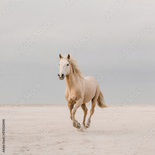 beautiful horse running through the desert