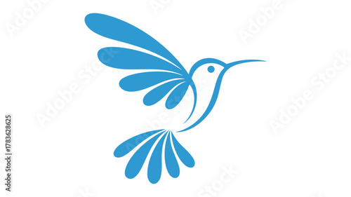 Stylized blue hummingbird logo