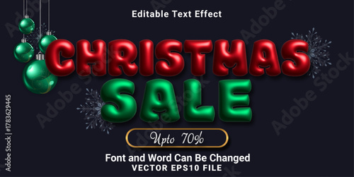 3d inflate christmas sale text effect.typhography logo