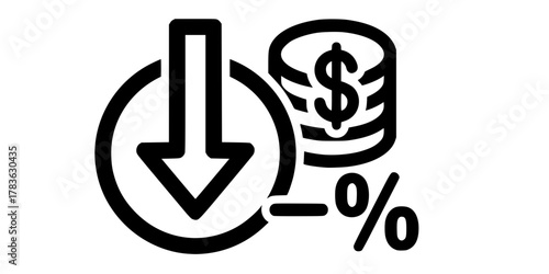 cost reduce icon vector. cost reduce sign icon for web site
