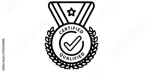 Approval , verified, quality symbol. Certified, qualified medal icon vector.
