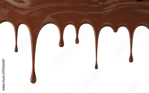 Chocolate Drips Isolated on White | Sweet Dessert Ingredient for Confectionery and Baking