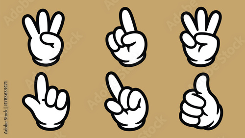 Cartoon hands gestures numbers counting sign language vector set