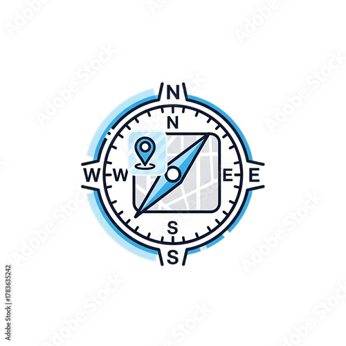 Compass icon representing navigation and direction.