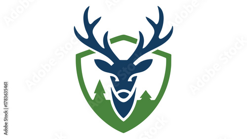 Deer head shield forest logo art