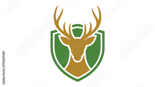 Deer head within shield emblem