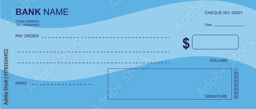 Blank cheque for managing finances, Blank Personal Cheque, Payment by cheque concept.