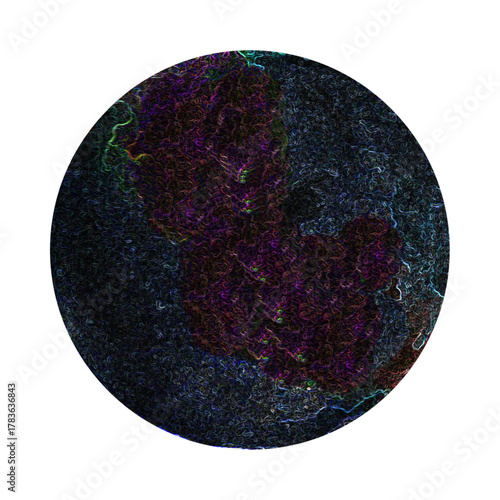 Digital Abstract Globe of Swirling Fiber Optic Lines
