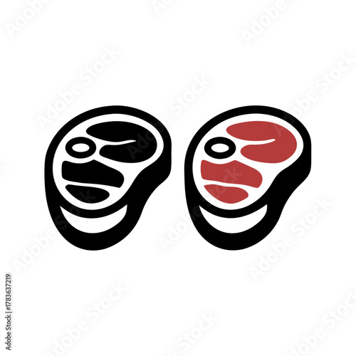 Illustration of two pieces of meat side by side on transparent background