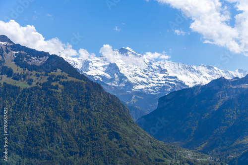 swiss alps with a view from Harder Kulm mountain in europe