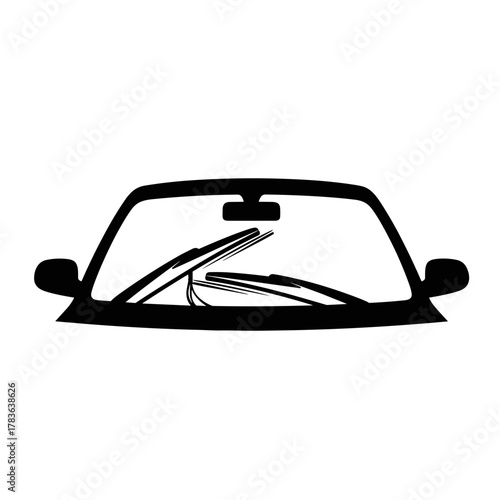 Car windshield wipers in action clearing rain from glass  