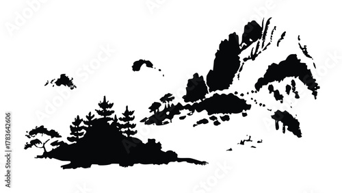 Minimalist Mountain Landscape (Sumi-e Style)