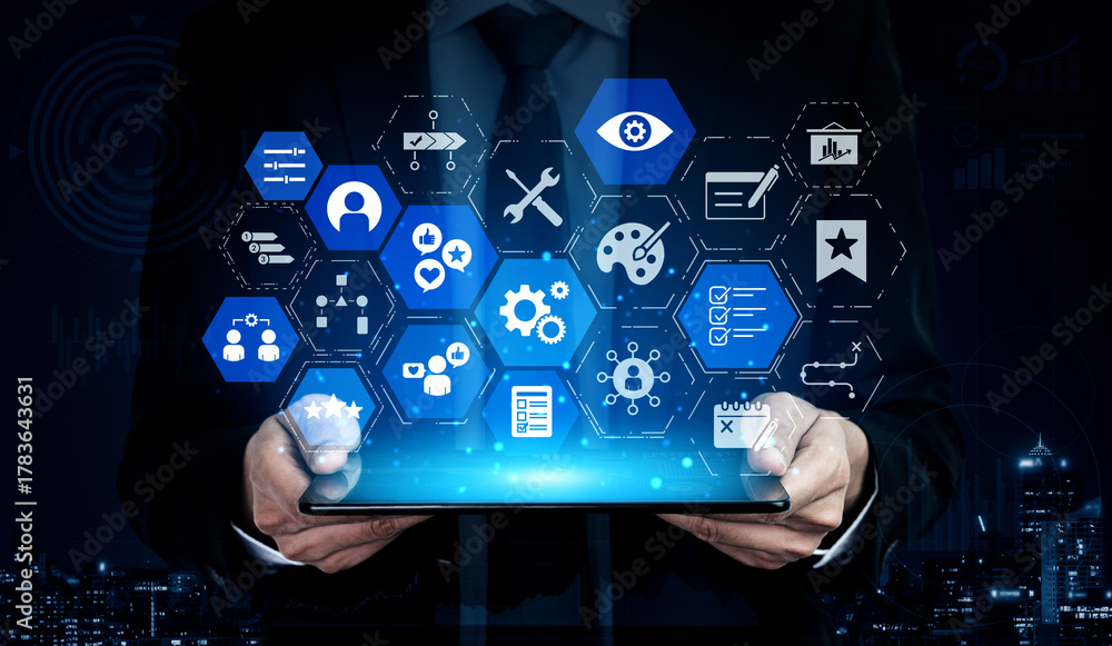 Obraz premium Personalization icons showing customization, user profile and experience design for personal service, customer journey and adaptive digital interaction. Entice