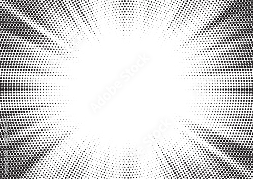 Halftone texture dot radial background, cartoon comic retro pop art dot border, halftone shadow. Vector illustration.