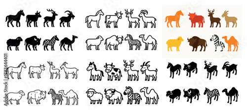 Cartoon farm and wild animals collection