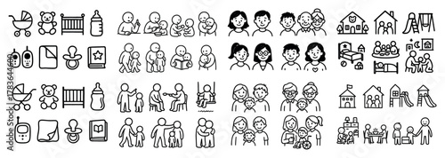 Childcare and family icons collection