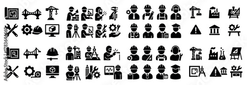 Construction and engineering icon set collection