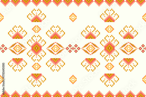 Ethnic Aztec abstract geometric oriental traditional embroidery seamless pattern. Native geometry decorative design for fabric, clothing, border decor, interior, wallpaper, background, texture, print