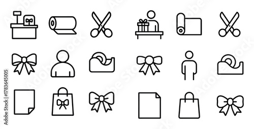 Minimalist Gift Wrapping Icons