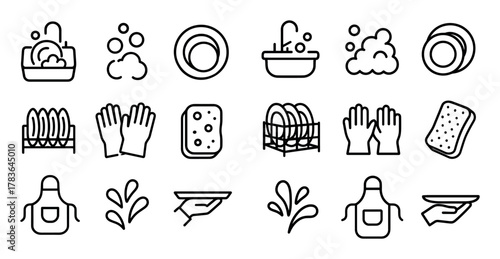 Dishwashing Icons Set