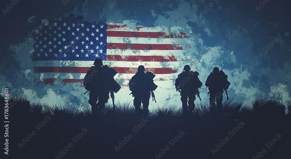 Obraz premium Veterans Day celebration with American flag and abstract stars