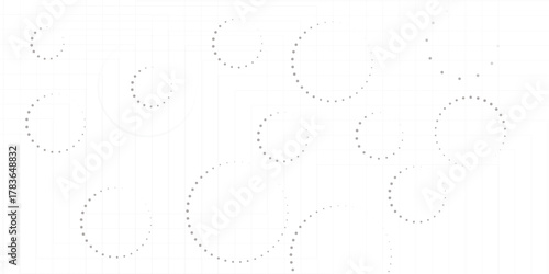 Abstract white geometric overlapping circle background with shadow. abstract dotted wave background. hand drawn dotted path route line isolated.  