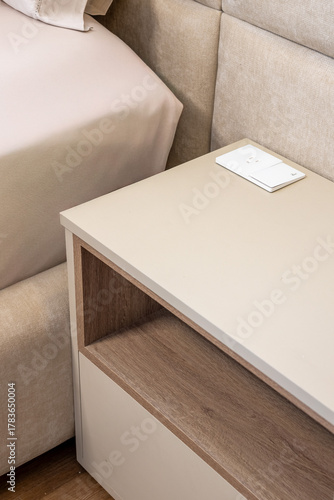 night stand with switches made out of wood