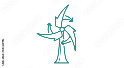 Advanced Wind Turbine Vector Icon Illustration: Modern Renewable Energy Symbol, Eco-Friendly Power Generator Graphic
