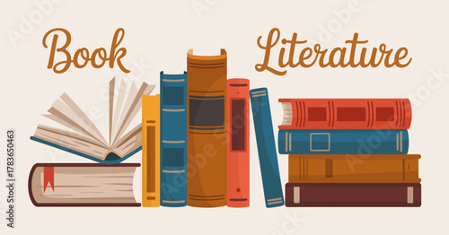 This image showcases a vibrant collection of books symbolizing literature, featuring various colors and sizes to entice readers and promote a love for reading.