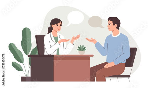 A professional scene depicting a therapist and patient in a thoughtful conversation, symbolizing the importance of mental health and support in today's society.
