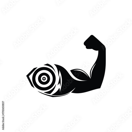 Vector illustration of a strong bicep arm with a combination of unique round shapes