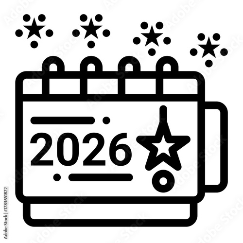 icon calendar page turning with style outline