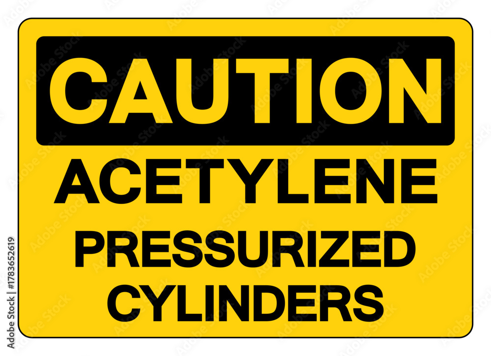 Fototapeta premium Caution Acetylene Pressurized Cylinders Symbol Sign ,Vector Illustration, Isolate On White Background Label.EPS10