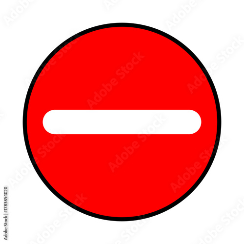 No entry warning symbol in flat design with red circle and white horizontal bar