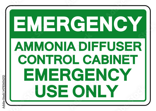 Emergency Ammonia Diffuser Control Cabinet Symbol Sign, Vector Illustration, Isolate On White Background, Label.EPS10
