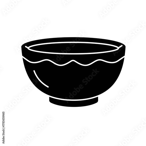 Simple Silhouette Vector of a Serving Bowl Holding Fluid Food