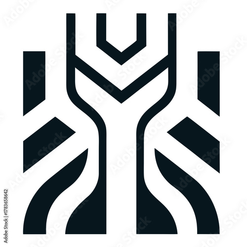 Abstract firewall digital fortress logo