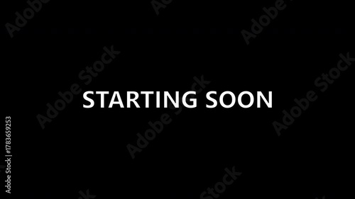 starting soon text word animation with glow neon text effect. 4K animation, Sales Marketing title banner black background video.