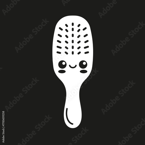 Cute Hair Brush Character Flat Vector Icon